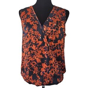 Devlin Woman’s Camisole Blouse Sleeveless floral print black red color size S